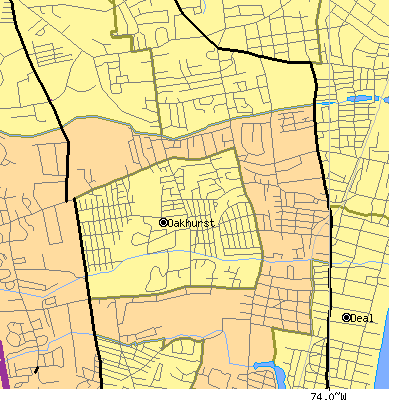 Zip code 07755 close-up map