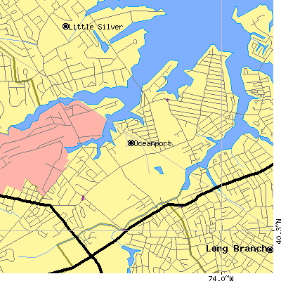 Zip code 07757 close-up map
