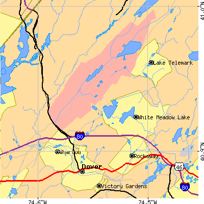 Zip code 07801 close-up map