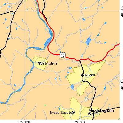Zip code 07823 close-up map