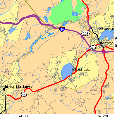 Zip code 07828 close-up map