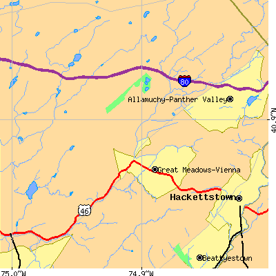 Zip code 07838 close-up map