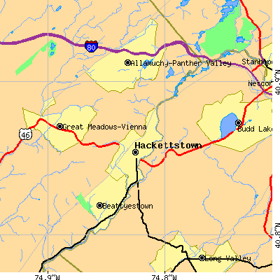 Zip code 07840 close-up map