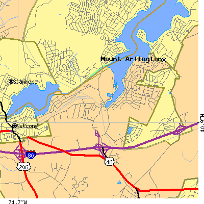 Zip code 07850 close-up map