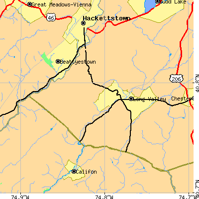 Zip code 07853 close-up map