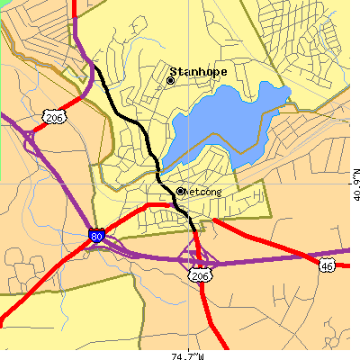 Zip code 07857 close-up map
