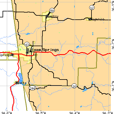 Zip code 72761 close-up map