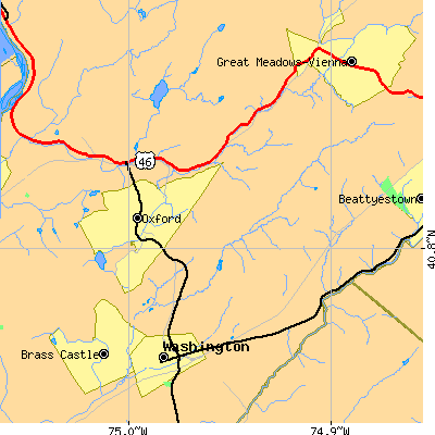 Zip code 07863 close-up map
