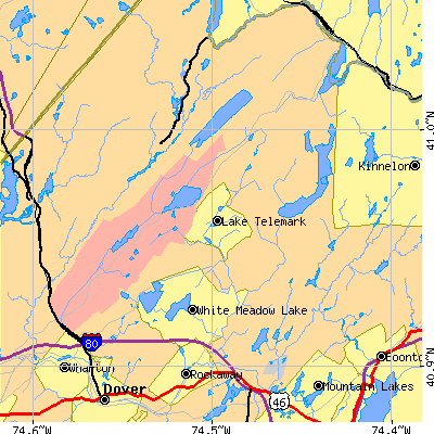 Zip code 07866 close-up map