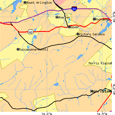 Zip code 07869 close-up map
