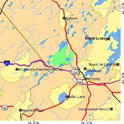 Zip code 07874 close-up map