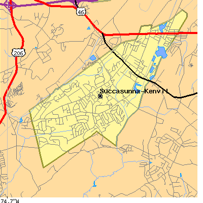Zip code 07876 close-up map