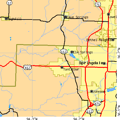 Zip code 72762 close-up map