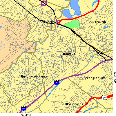 Zip code 07901 close-up map