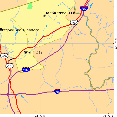 Zip code 07920 close-up map