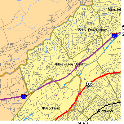 Zip code 07922 close-up map