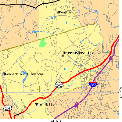 Zip code 07924 close-up map