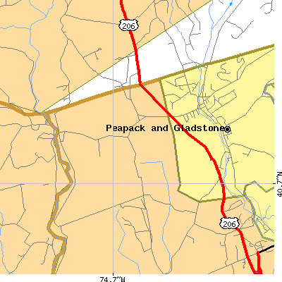 Zip code 07934 close-up map