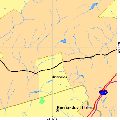 Zip code 07945 close-up map