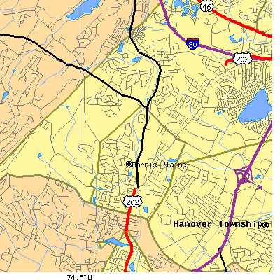 Zip code 07950 close-up map