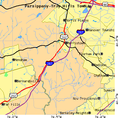 Zip code 07960 close-up map