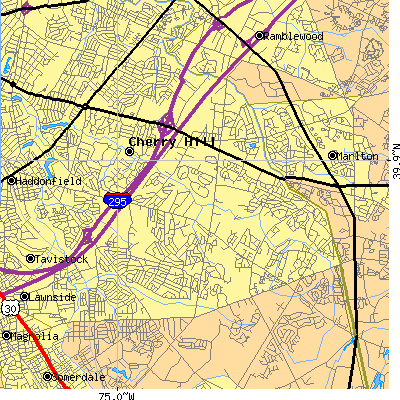 Zip code 08003 close-up map