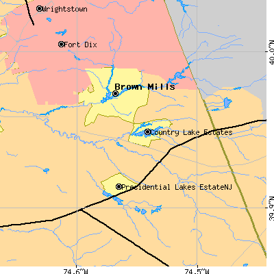 Zip code 08015 close-up map