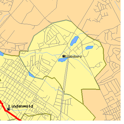 Zip code 08026 close-up map