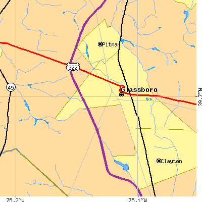 Zip code 08028 close-up map