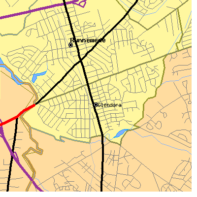 Zip code 08029 close-up map