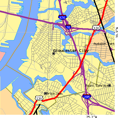 Zip code 08030 close-up map
