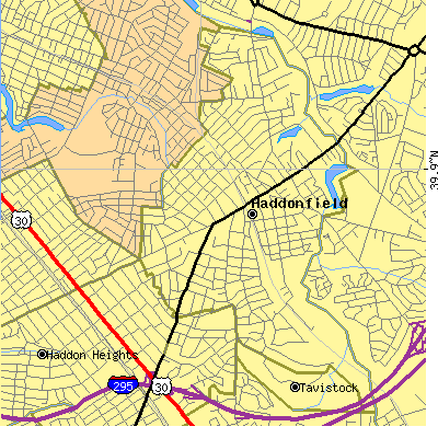 Zip code 08033 close-up map