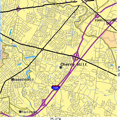 Zip code 08034 close-up map