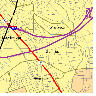 Zip code 08045 close-up map