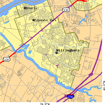 Zip code 08046 close-up map