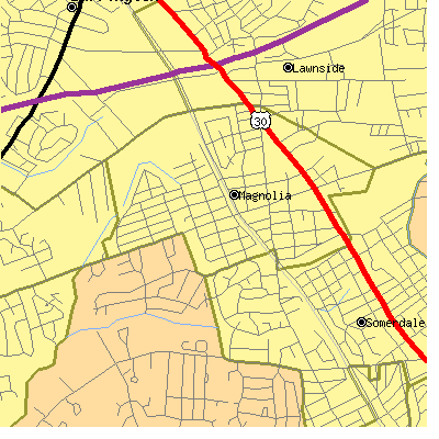 Zip code 08049 close-up map