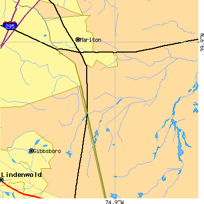 Zip code 08053 close-up map