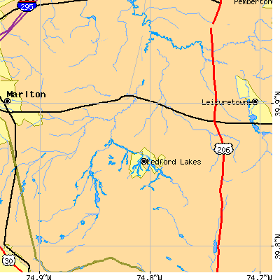 Zip code 08055 close-up map