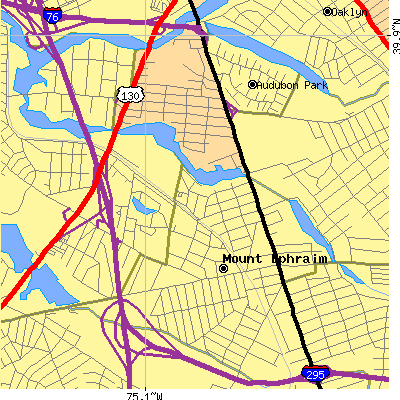 Zip code 08059 close-up map