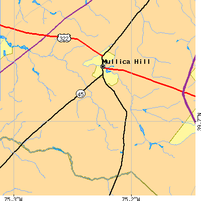 Zip code 08062 close-up map