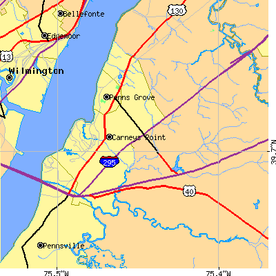 Zip code 08069 close-up map