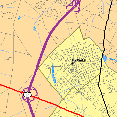 Zip code 08071 close-up map