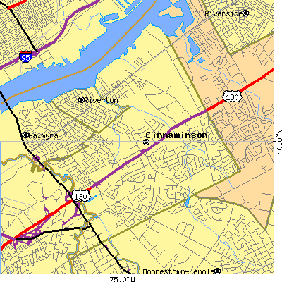 Zip code 08077 close-up map