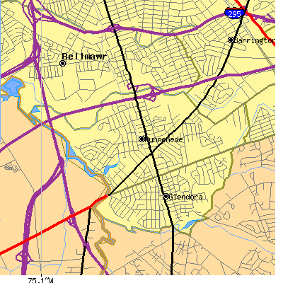 Zip code 08078 close-up map