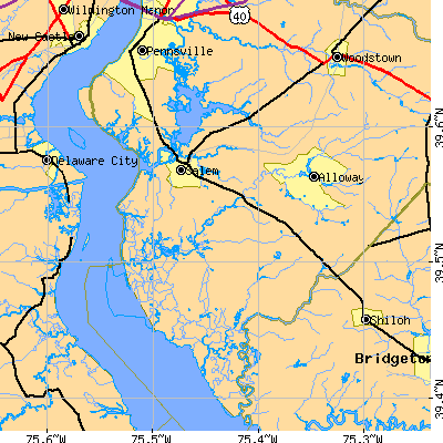 Zip code 08079 close-up map