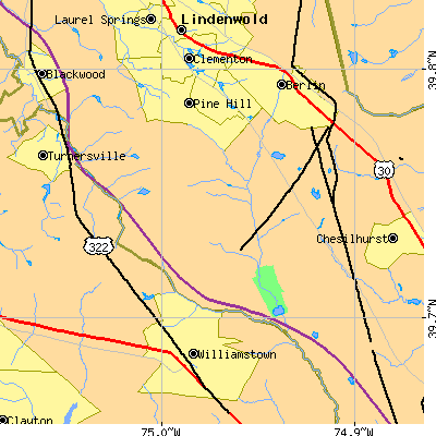 Zip code 08081 close-up map