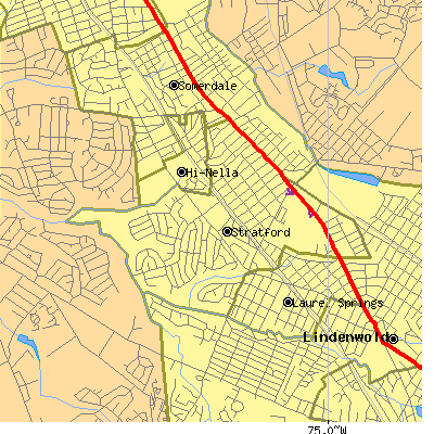 Zip code 08084 close-up map