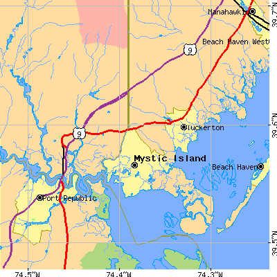 Zip code 08087 close-up map
