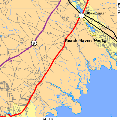 Zip code 08092 close-up map