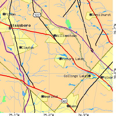 Zip code 08094 close-up map